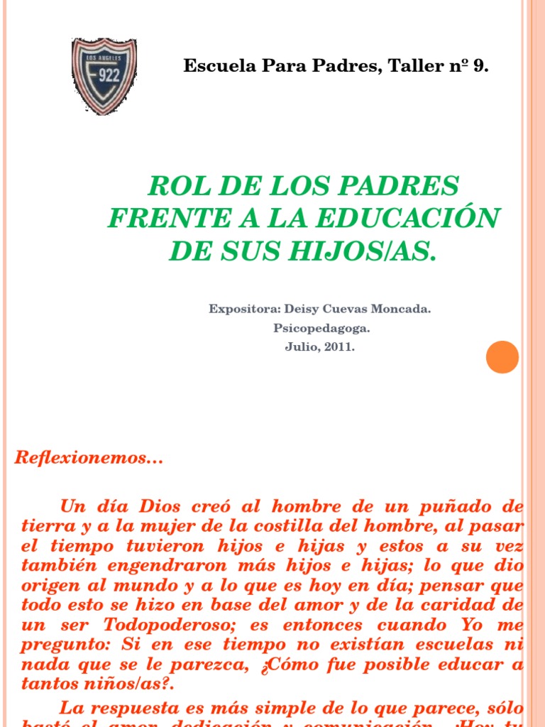 Rol de Los Padres en La Educaión de Sus Hijos | PDF | Familia | Amor
