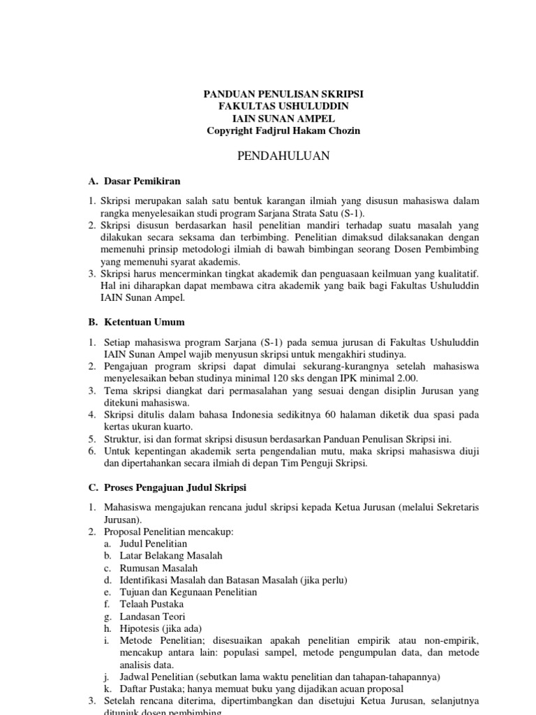 Pedoman Skripsi Ushuluddin