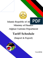 Afghan Customs Tariff Schedule 2014