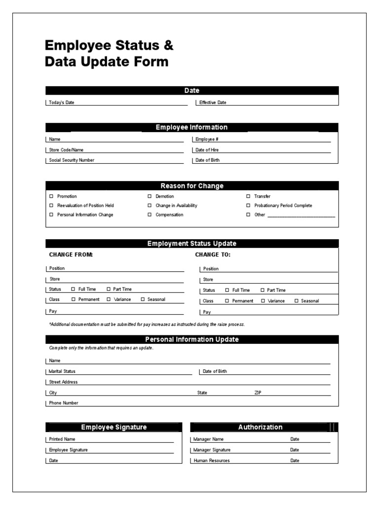 Emp Data Ployee A Upd e Stat Date F Tus & Form: Change E From: Chang Ge ...