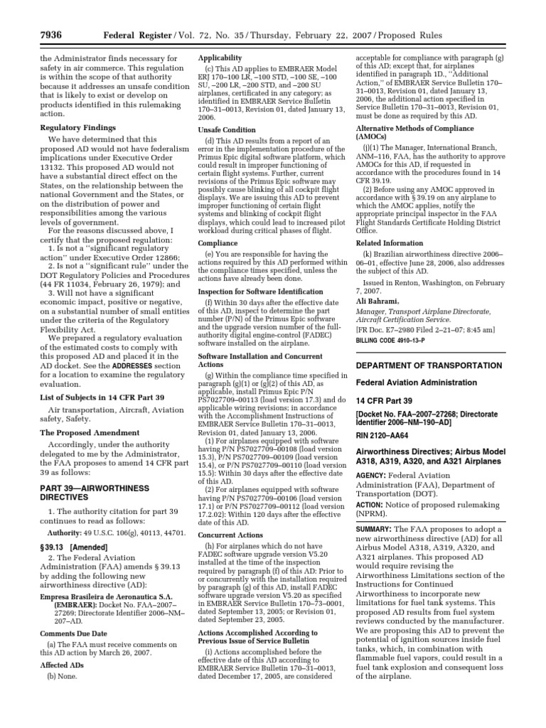 Proposed Rule Airworthiness directives Airbus Federal Aviation
