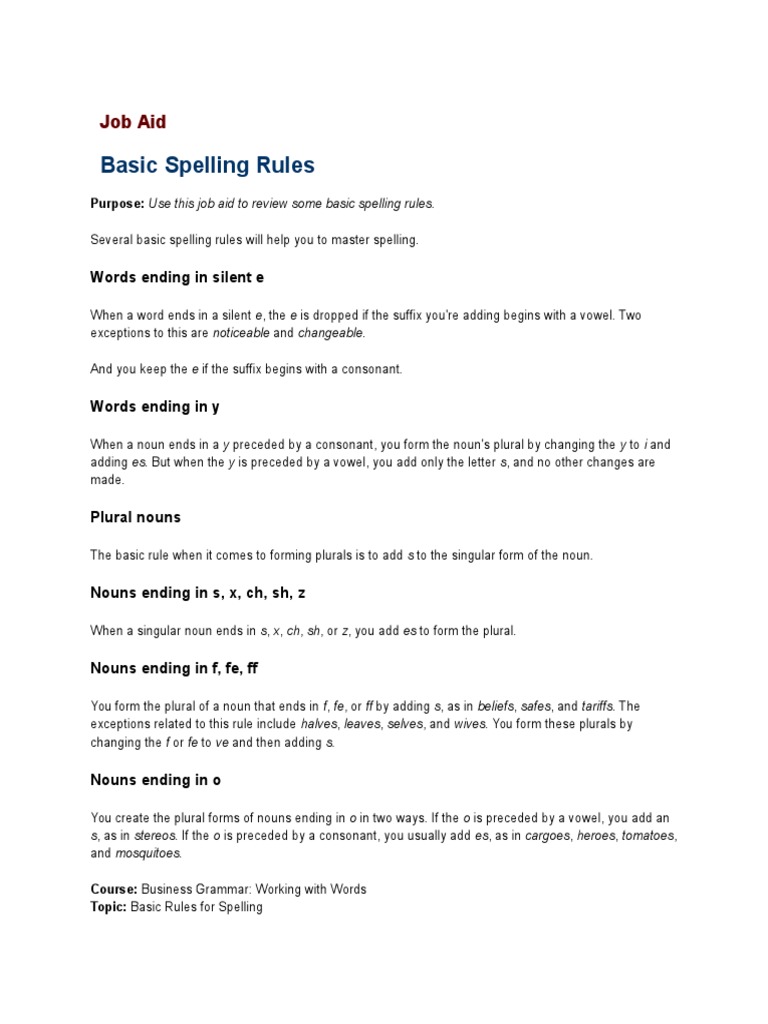 Essential Spelling Rules Guide | PDF | Language Arts & Discipline