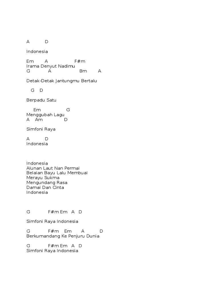 Chord Simfoni Raya Indonesia | PDF | Seni & Disiplin Bahasa | Seni
