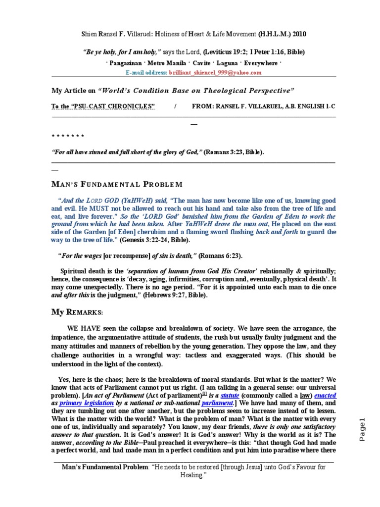Understanding Man's Fundamental Problem | PDF | Social Science ...
