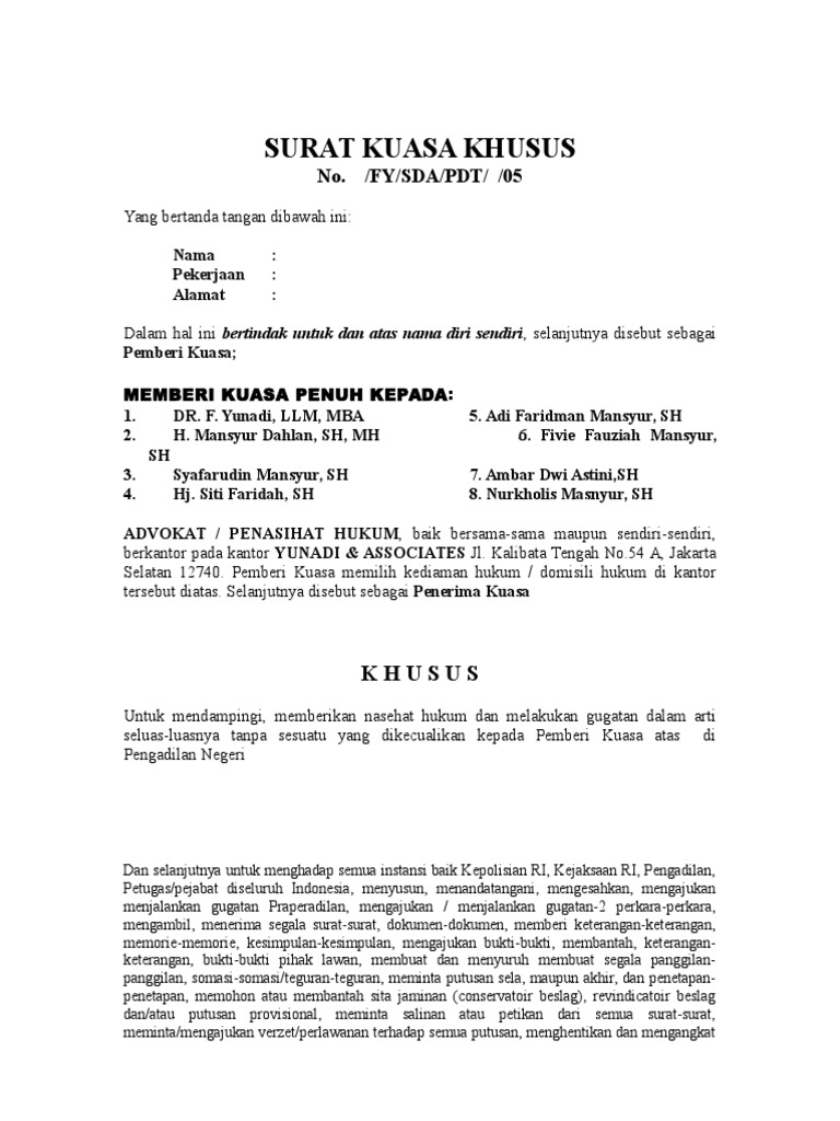 Format Surat Kuasa | PDF | Politik | Hukum
