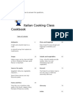 Italian Cooking Class Cookbook: Use The Information Below To Answer The Questions