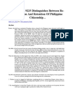 Acquisition of Philippine Citizenship