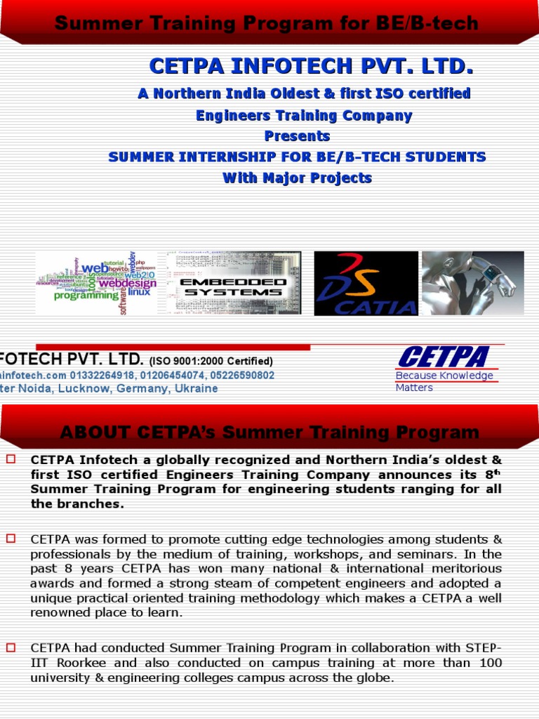 CETPA Summer Internship for BTech Students | PDF | Computing | Engineering