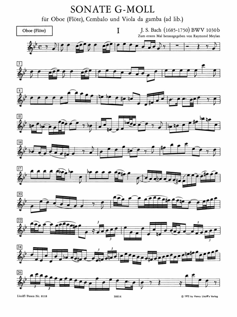 Bach Oboe Sonata in G Minor PDF