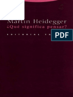 ¿Que Significa Pensar? Martin Heidegger