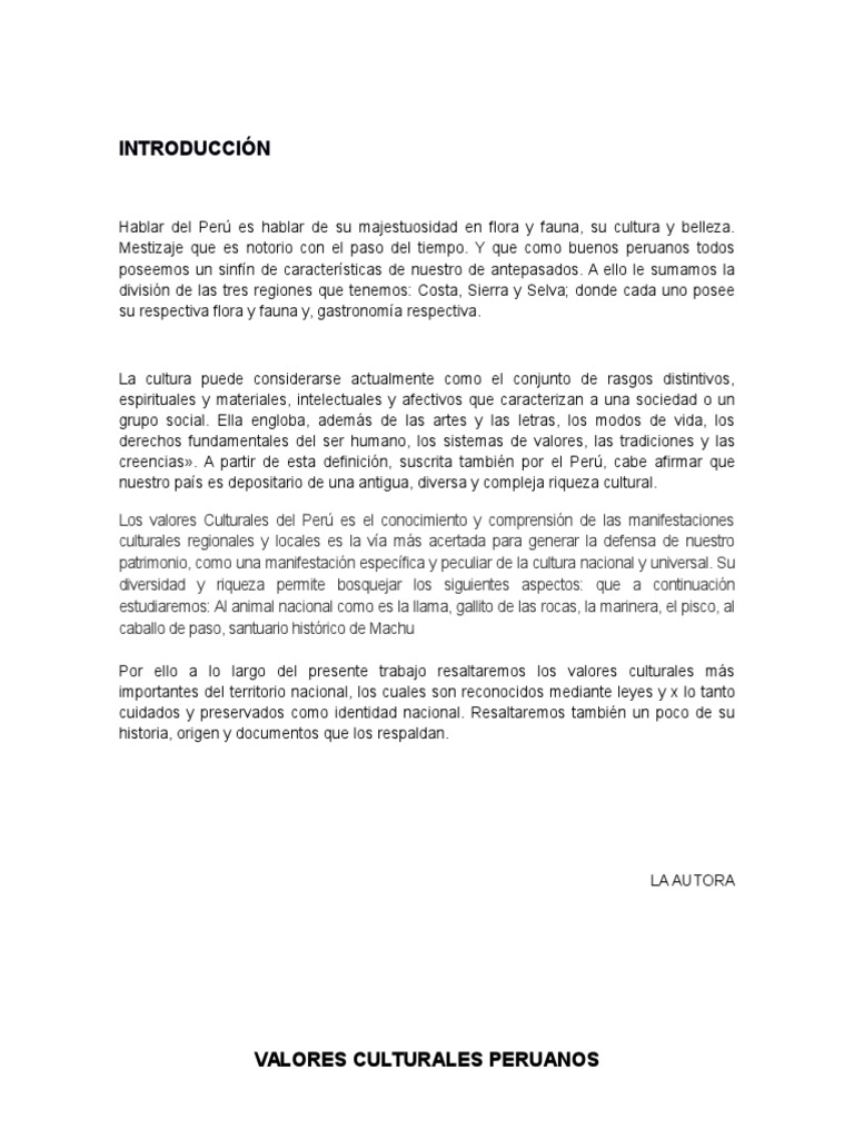 Valores Culturales Peruanos