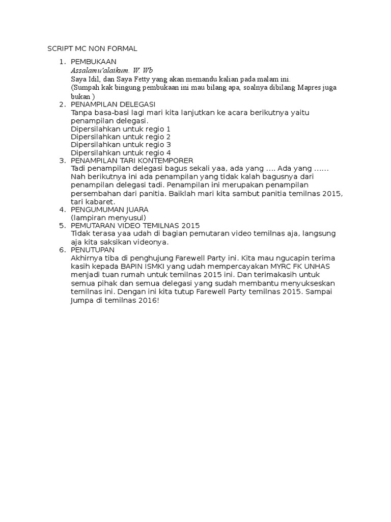 Script Kotor MC Non Formal Farewell Party