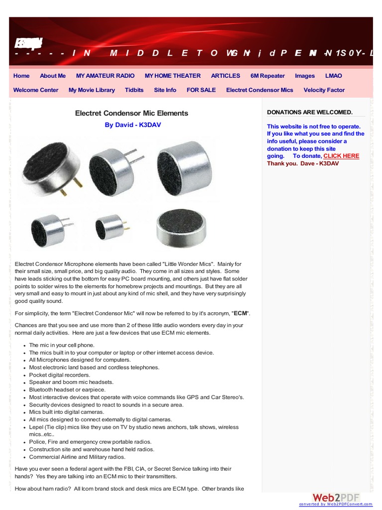 Electret Condensor Mic Elements Microphone Field Effect Transistor