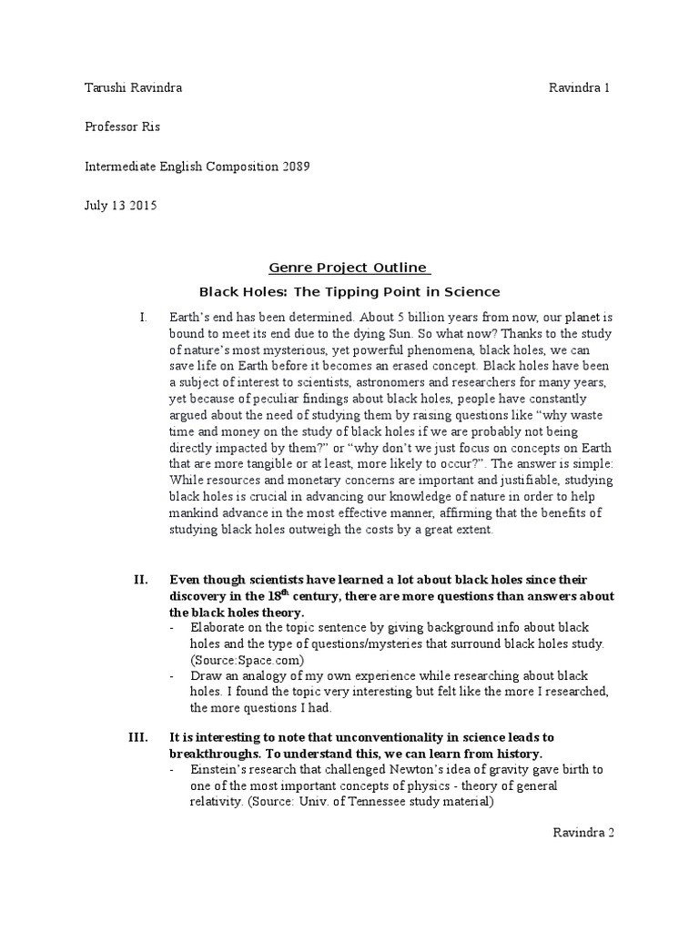Black hole research paper outline picture