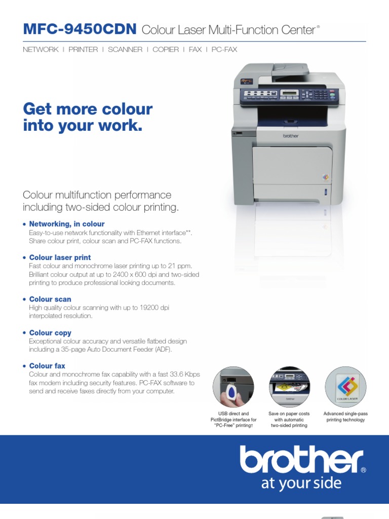 MFC-9450CDN Colour Laser Multi-Function Center | PDF | Image Scanner | Fax