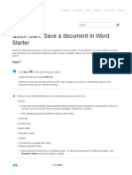 Quick Start: Save A Document in Word Starter: Products Templates Store Support My Account Sign in