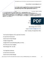 Complaint to the Assistant Registrar of Co-operative Societies, Government of West Bengal, Co-operation Directorate, Hooghly Range Office on Tuesday, 1 September 2015.