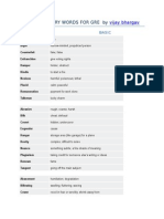 Vocabulary Words For Gre By: Vijay Bhargav