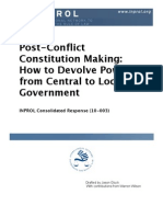 Post-Conflict Constitution Making: How To Devolve Power From Central To Local Government (CR 10-003)