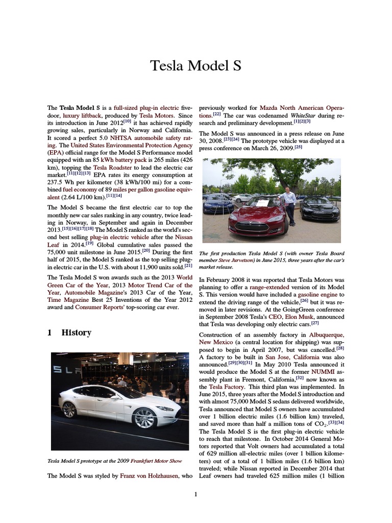 Tesla Model S | PDF | Tesla Model S | Electric Car