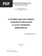 A Polêmica Malthus versus Condorcet reavaliada à luz da Transição Demográfica