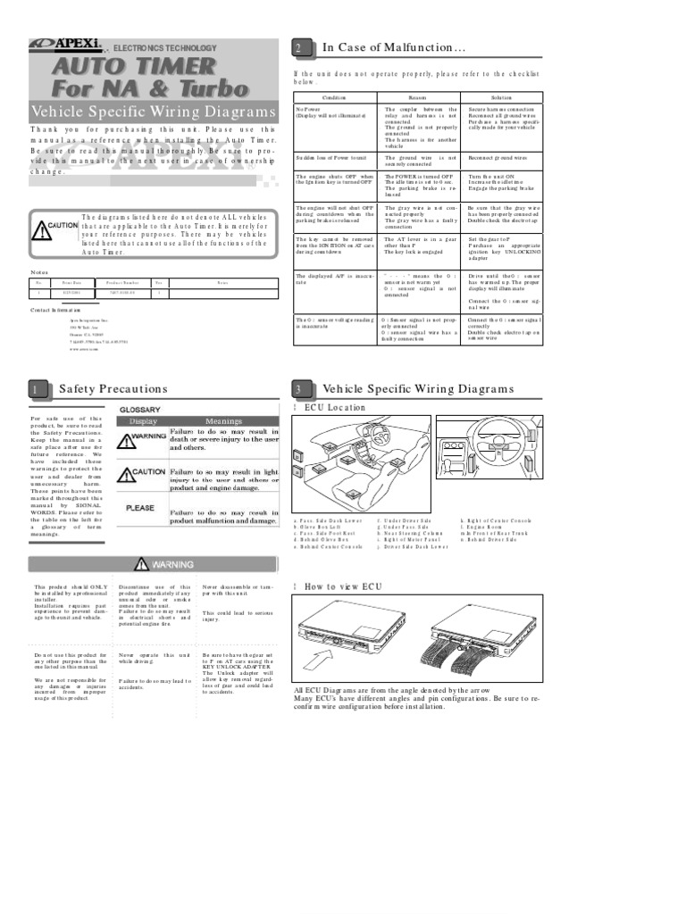 Apex'i Auto Turbo, Timer Wiring | PDF | Engines | Motor Vehicle ...