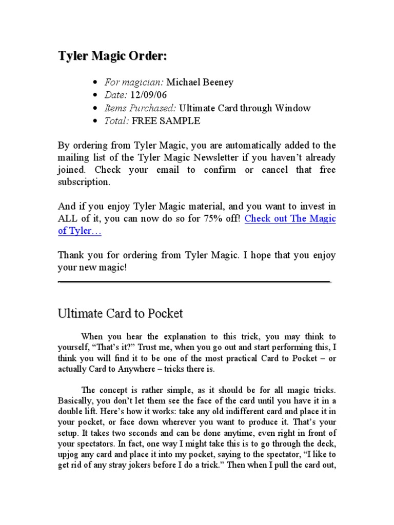 Ultimate Card Through Window Routine | PDF | Playing Cards | Magic ...