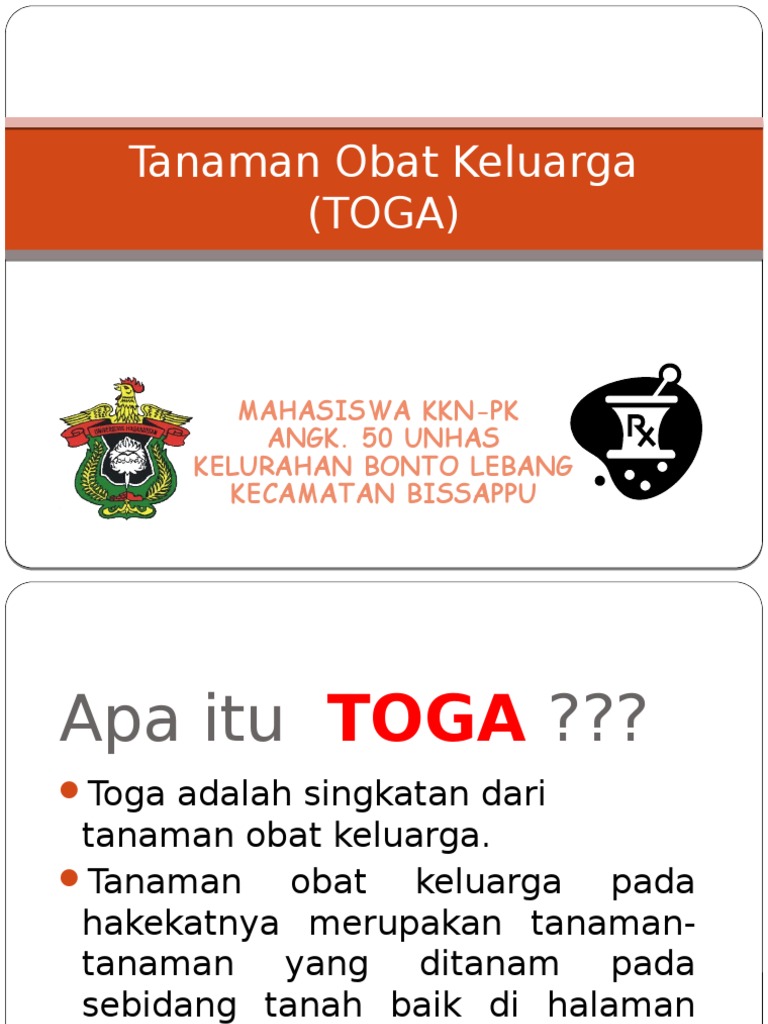 PPT Tanaman  Obat  Keluarga TOGA 