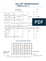 Test Class 10 Mathematics: Chapter No. 2