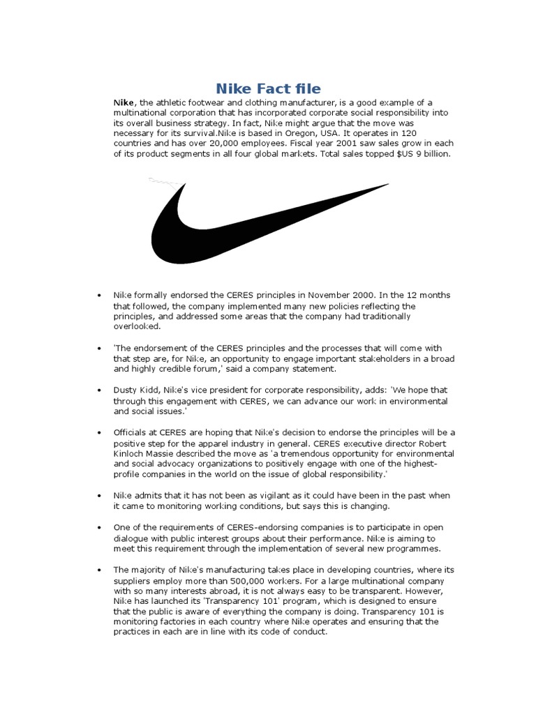 informative essay about nike