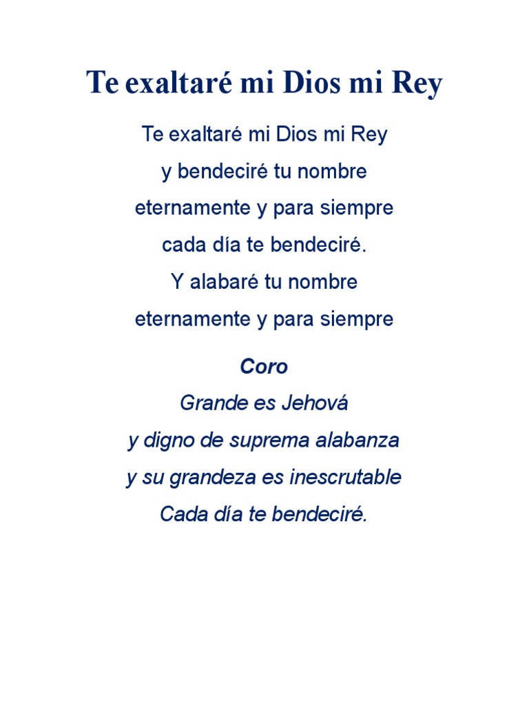 Te Exaltaré, Mi Dios, Mi Rey | PDF | Cocina, comidas y vino | Hogar ...