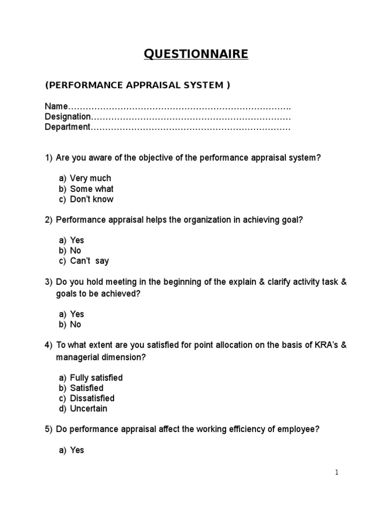Performance Appraisal System Survey | PDF | Career & Growth