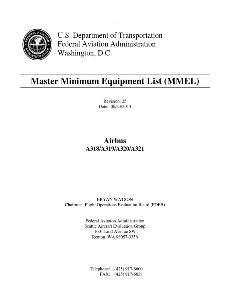 FAA MEL A320 Version | PDF | Technology & Engineering