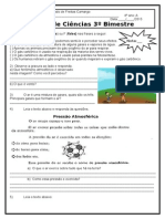 Prova de Ciências 4º Ano 3º Bimestre