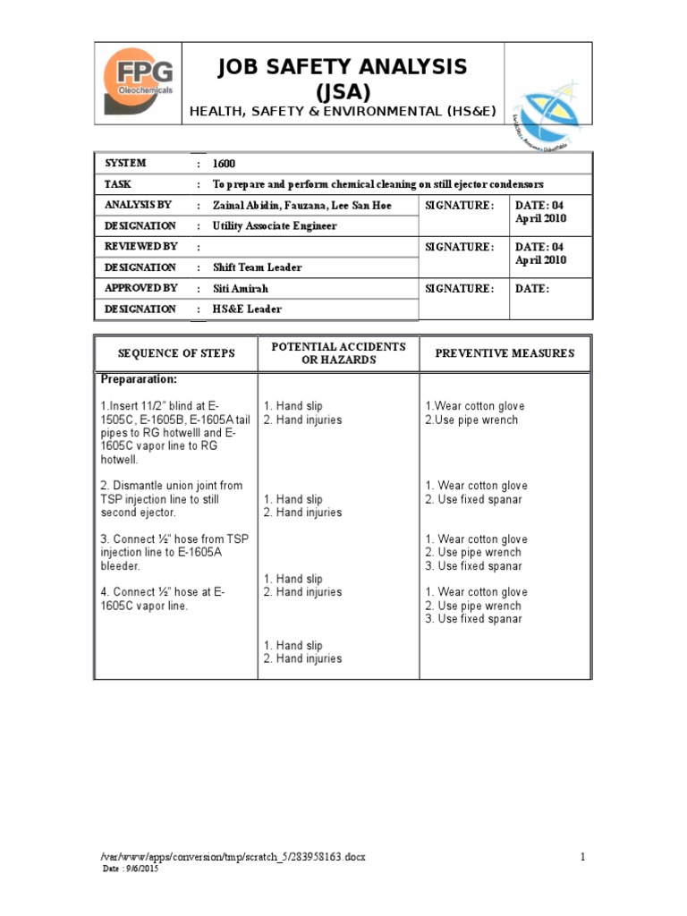 JSA Chemicals Cleaning
