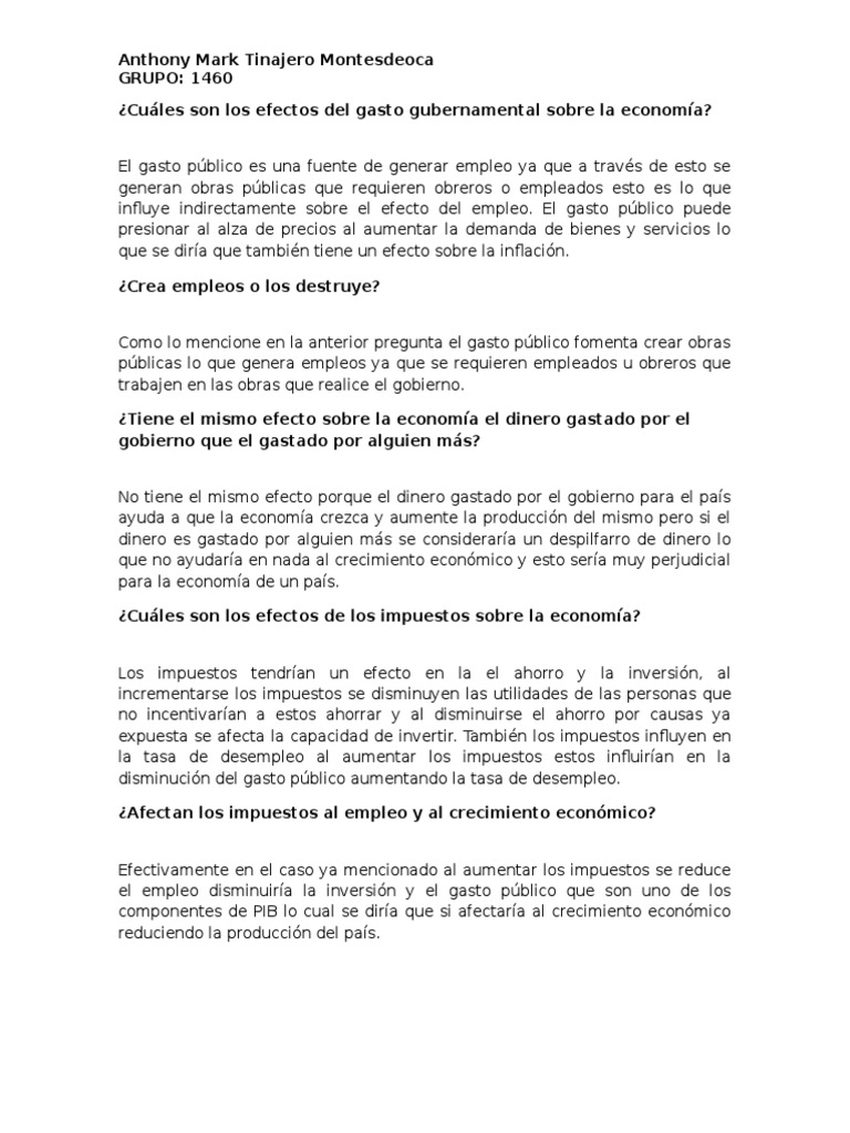 Efectos del Gasto Público en la Economía | PDF | Balance presupuestario ...