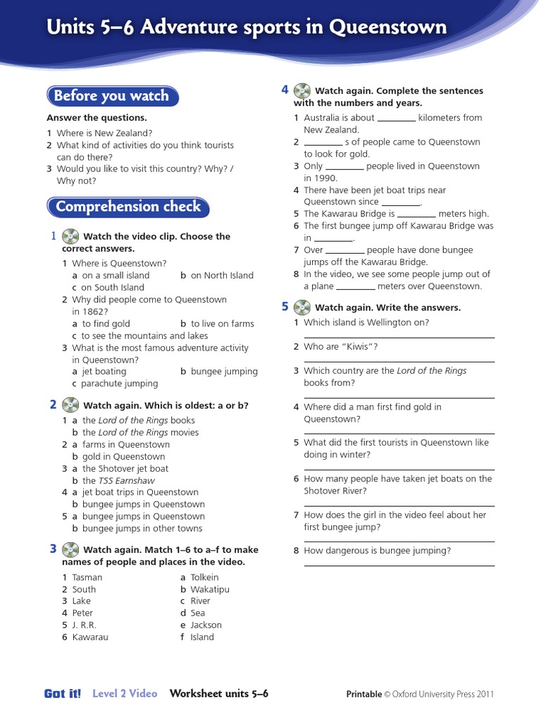 Got It Level 2 Video Worksheets 5-6 | PDF | Grammar | Linguistics