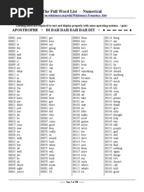 Frequencia de Palavras No Ingles, PDF