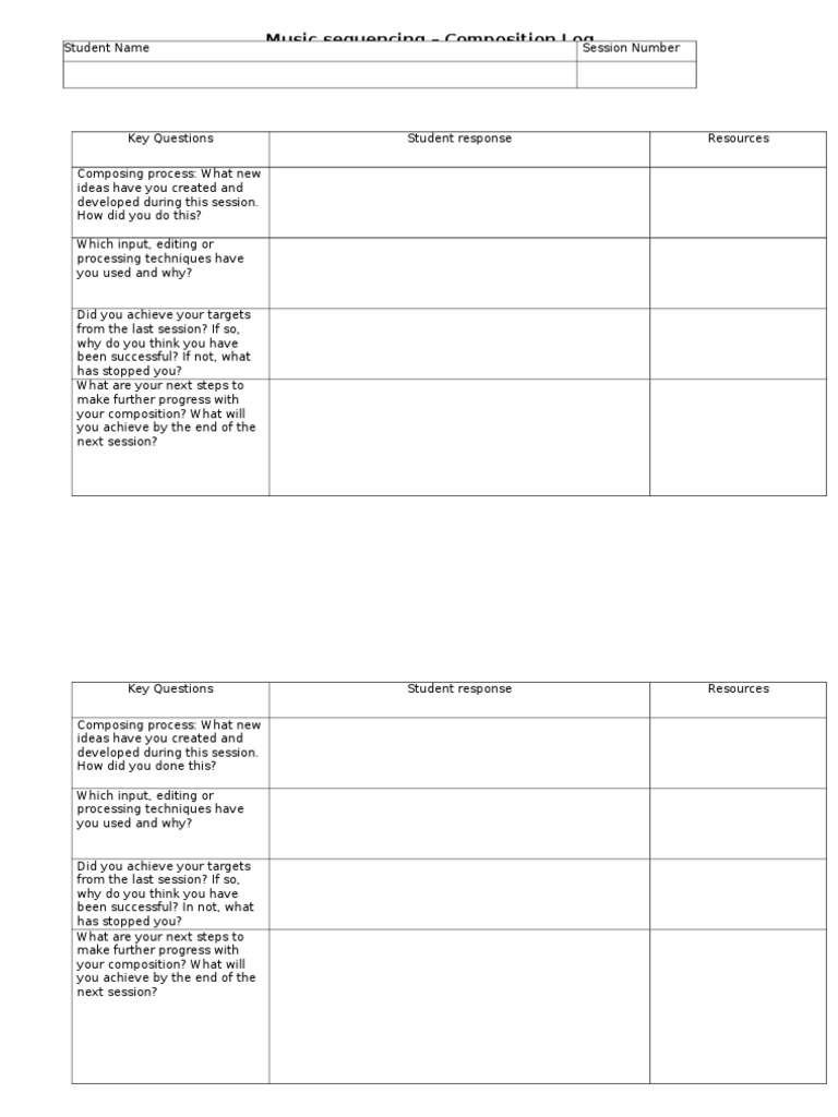 Music Composition Progress Log | PDF | Musical Compositions | Cognition