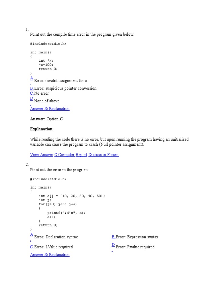Compile Time Errors in C Programs | PDF