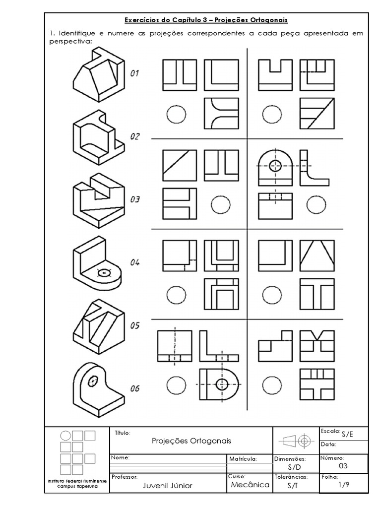Exercícios de Projeção Ortogonal | PDF | Perspectiva (gráficos ...