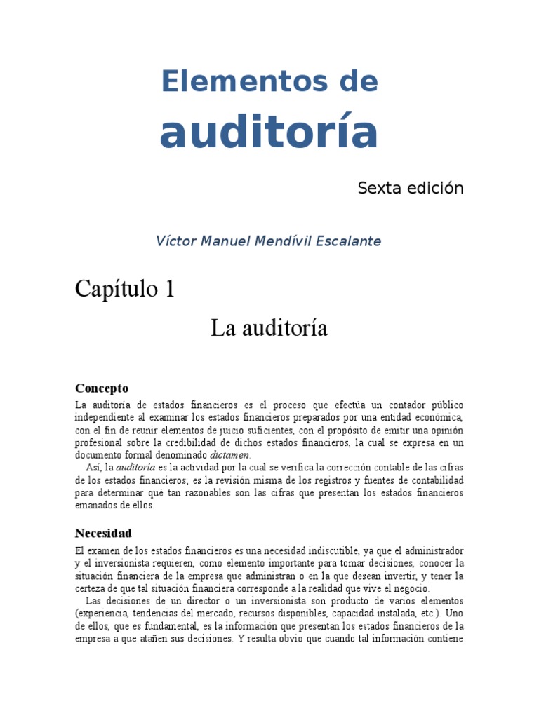 Elementos Clave de la Auditoría | PDF | Auditoría financiera | Contador