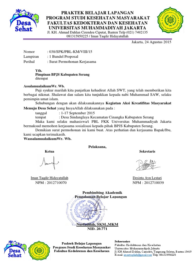 Surat Permohonan BPJS Sosialisasi
