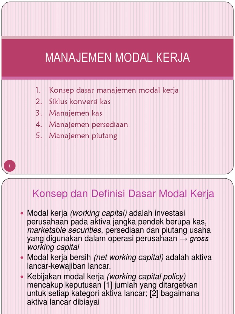 Materi MKL Manajemen Modal Kerja  Materi MKL Manajemen Modal Kerja