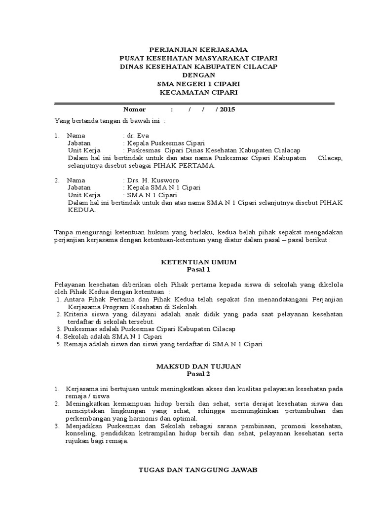 Contoh Mou Kerjasama Sekolah Dengan Sekolah - Aneka Macam 