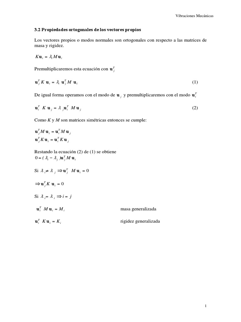 Propiedades de la Matriz Modal | PDF | Valores propios y vectores ...