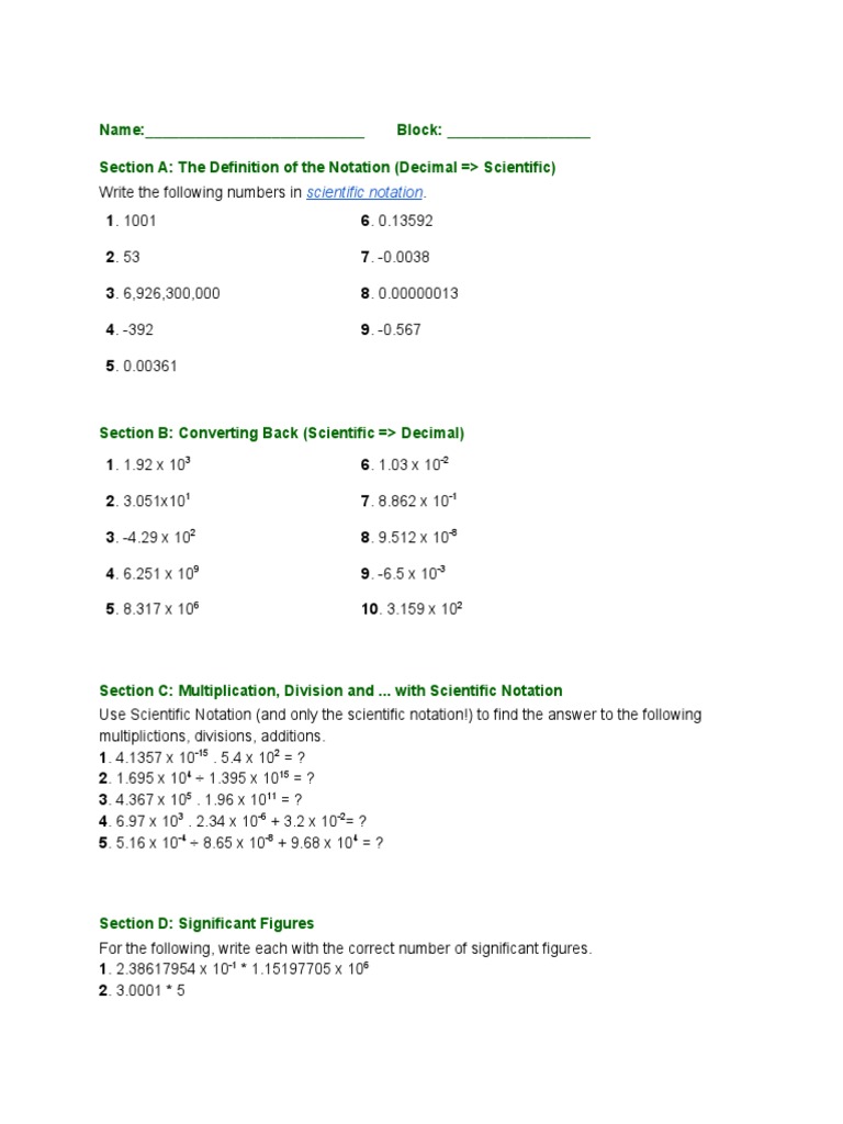 Scientific Notation | PDF