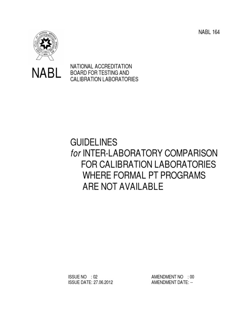 NABL 164 Guidelines For InterLaboratory Comparison For Calibration