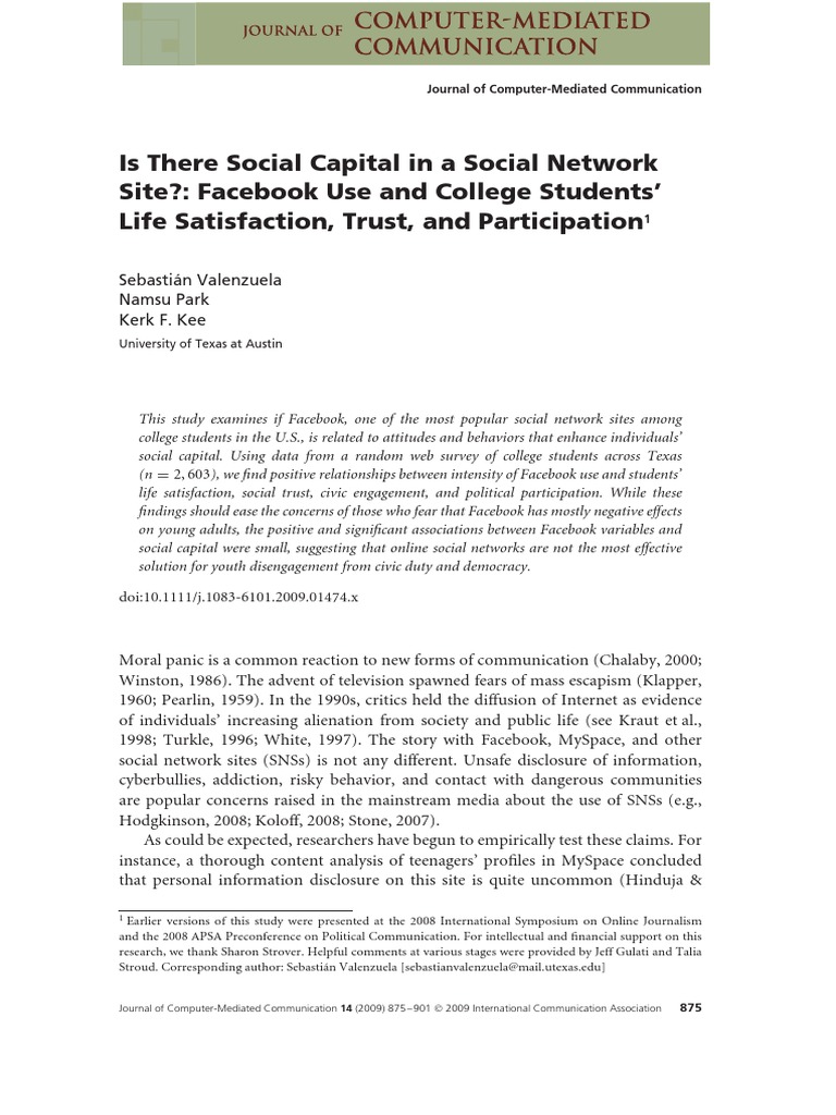 Valenzuela et al 2009 journal of computer mediated communication pdf