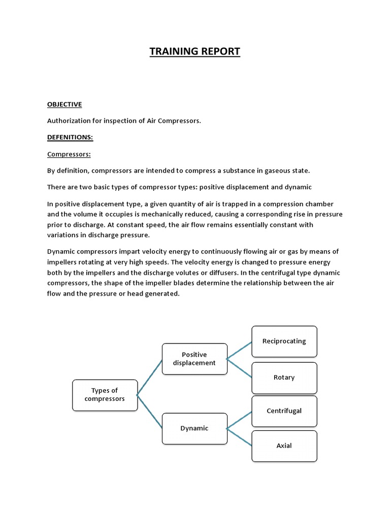 Scribd Training Report Air Compressors | PDF | Gas Compressor | Pump